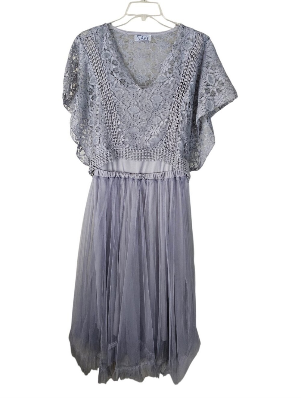 Asos Navy London Lace & Tulle Dress